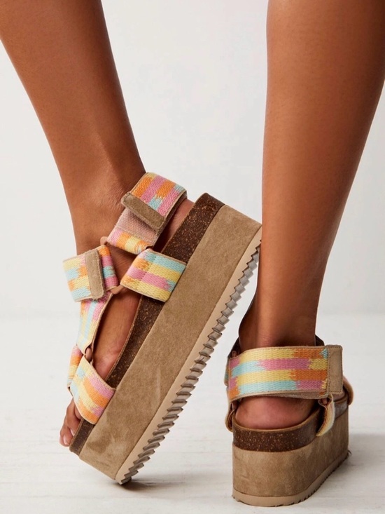 INTENTIONALLY BLANK Shoes - Free People Intentionally Blank Rule Breaker Remix Platform Sandal Taupe Suede
